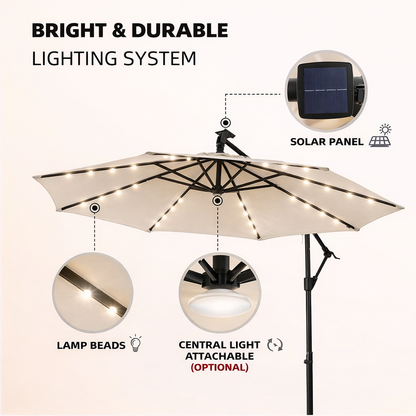 Solaraire Nocturne Solar-LED Cantilever Umbrella